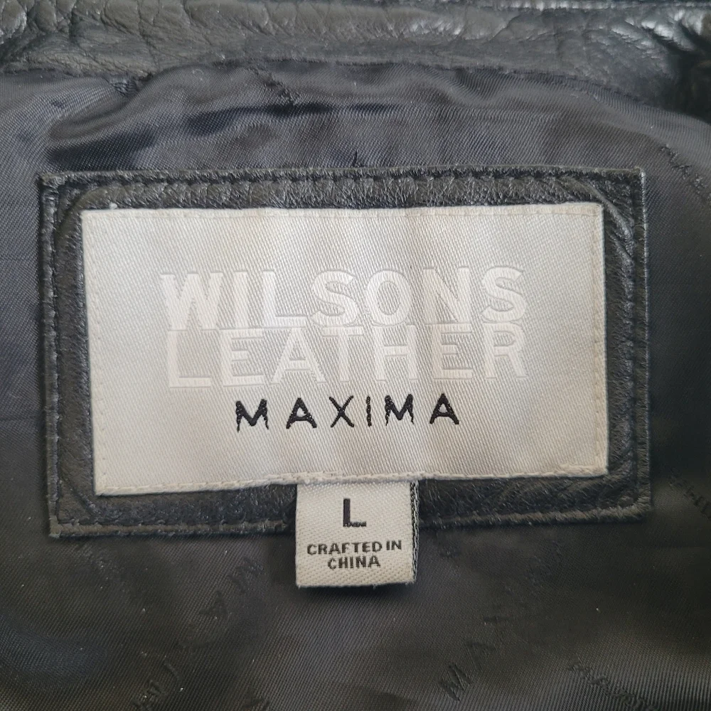Wilsons Leather Maxima Vintage 100% Leather Jacket Black Womens Large 90s